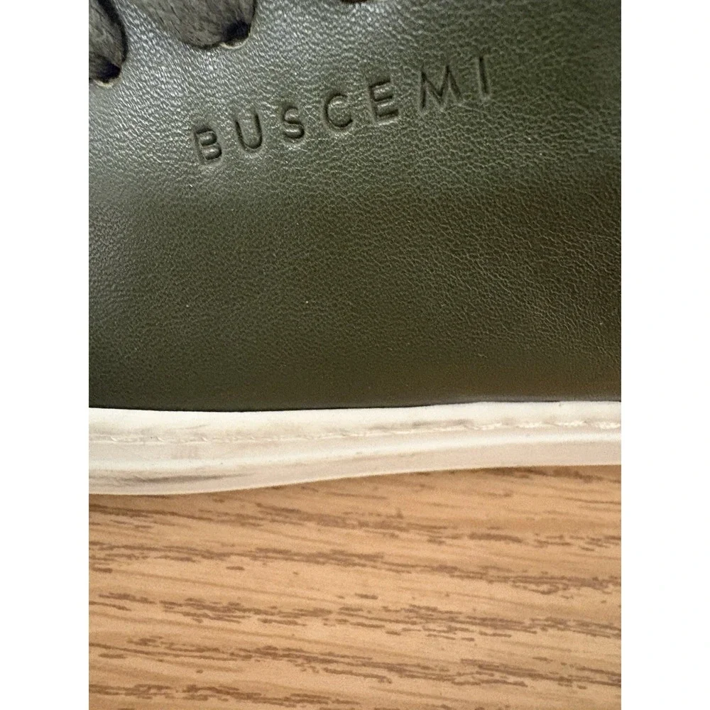 BUSCEMI Olive Green High Top Leather Lace Up Sneaker Gold Hardware Sz 40